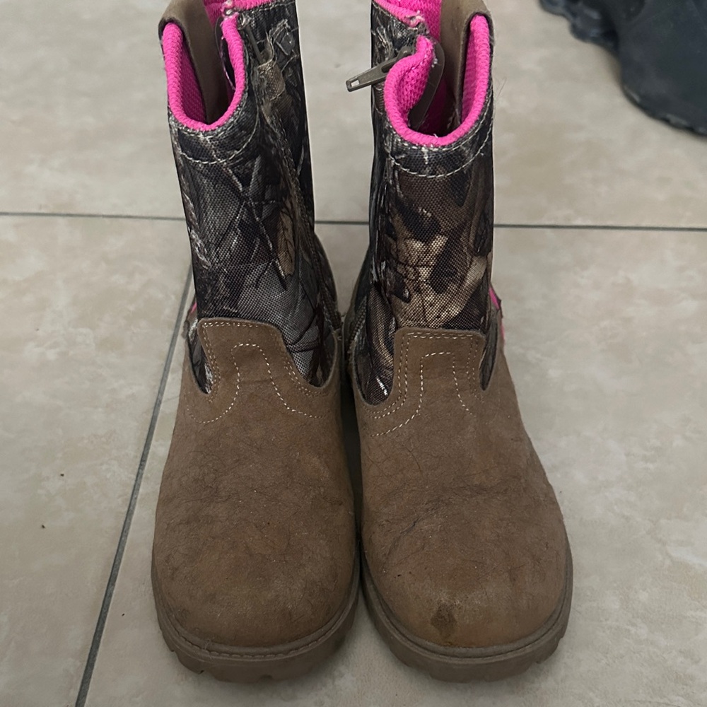 Brown and Pink Camouflage Boots